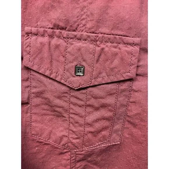 Buckle Black‎ Mens Shirt Large Button Up Burgundy Square buttons Standard Fit - Picture 6 of 6